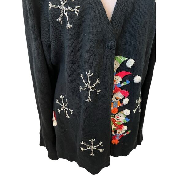 Vtg Main Street Black Hand Made Christmas Design Sweater XL - Picture 5 of 7
